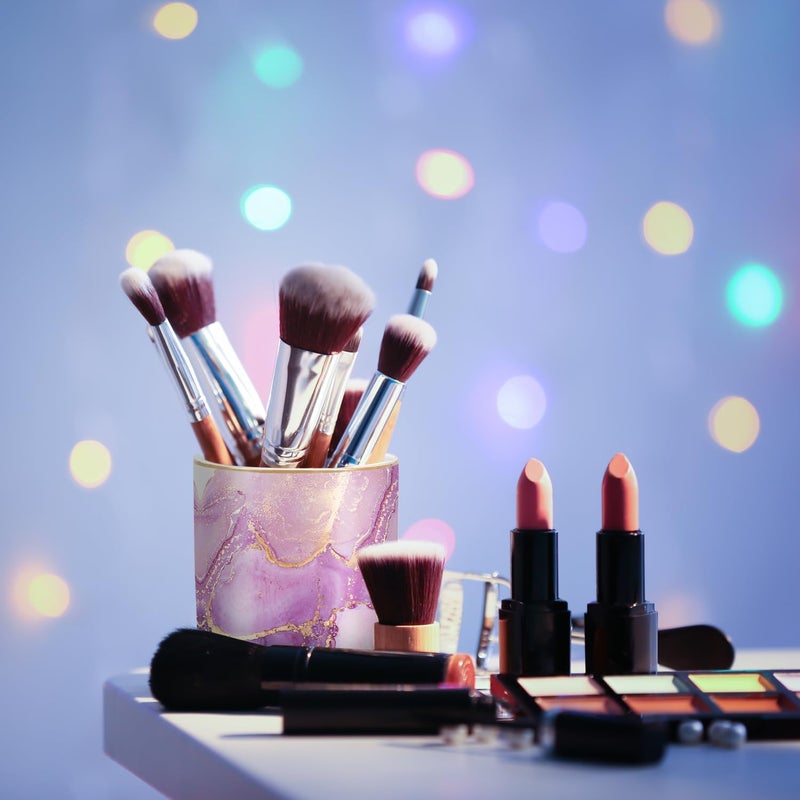 WAVEYU Pen Holder for Desk, Cute Ceramic Pencil Holder, Pen Cup Marker Holder Makeup Brush Holders, Desk Accessories & Workspace Organizers for Home, Office, Purple Marble - Image 5